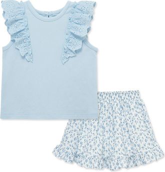 Little Me Ditsy Top & Skort Set in Floral at Nordstrom, Size 12M