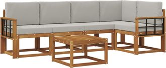 vidaXL Conjunto De Sof&aacute;s De Exterior 6 Uds. Gris Natural Y Claro Vidaxl