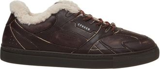 Copenhagen Rich Brown Leather Sneakers With Plush Fur Lining