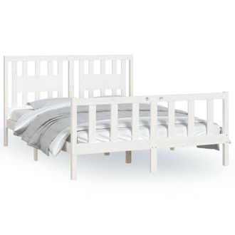 Berkfield Home Bed Frame with Headboard White Solid Wood Pine 140x200 cm