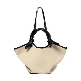 Hereu Tote Bags, female, Beige, Size: ONE SIZE Fosca Knotted Canvas Tote
