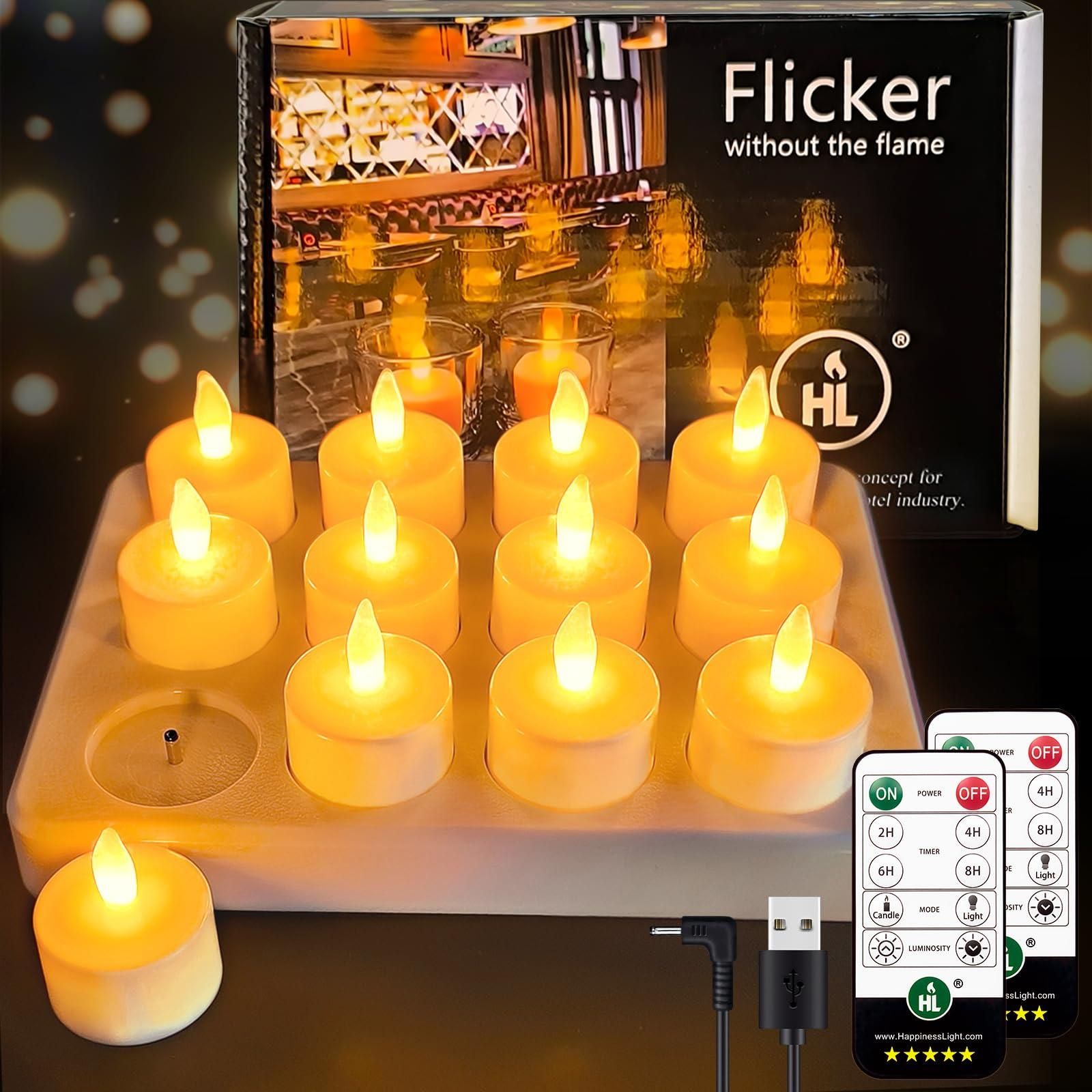 HL Led Teelichter Wiederaufladbar mit Fernbedienung und Timerfunktion, 50+Stunden Aufladbare LED Akku Kerzen mit Ladestation und USB-Kabel für Party Weih ab 74,99 €