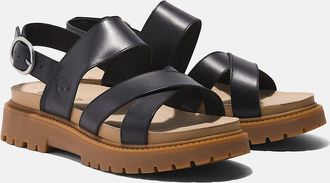 Timberland Sandale TIMBERLAND Clairemont Way CROSS STRAP SANDAL, Damen, Gr. 37,5 (6,5), schwarz (blk full gra), Leder, Schuhe Sandale