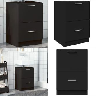 vidaXL Mobile Lavabo Nero 80x33x60 cm in Legno Multistrato - Lavabo - Armadio da bagno