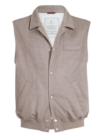 Brunello Cucinelli flannel padded gilet - men - Cashmere - 52 - Neutrals