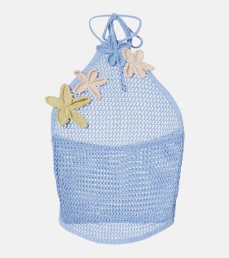 Bananhot Cori open-knit lam&eacute; crop top