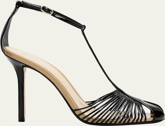 Alexandre Birman 100mm Serena Leather T-Strap Sandals