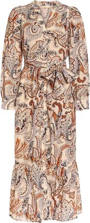 Marie Oliver Abito lungo con stampa paisley e cintura - Toni neutri
