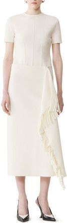 Lanvin Fringed Skirt In Cotton Knit in Moon at Nordstrom, Size X-Small