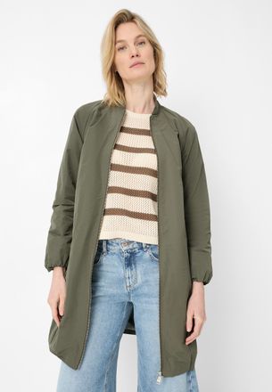 Fuchs Schmitt Kurzmantel FUCHS SCHMITT, Damen, Gr. 34, khaki, Web, Obermaterial: 59% Polyester, 41% Baumwolle, unifarben, regular fit ca. Mitte Oberschenkel, Rundha