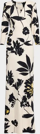 La Petite Robe Di Chiara Boni Tsuya Floral-Print Column Gown