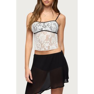 Edikted Solara Backless Sheer Cami in White at Nordstrom, Size X-Small