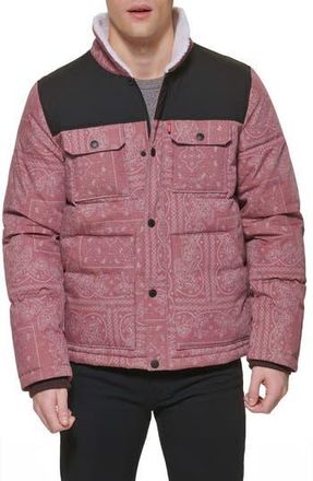 Levi's Woodsman High Pile Fleece Puffer Jacket in Regatta/Black/black at Nordstrom Rack, Size Xx-Large