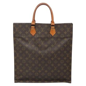 Louis Vuitton Sac Plat Bag Monogram Canvas Brown Canvas Handbag (Pre-Owned)