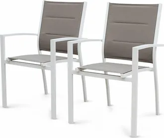 Sweeek Silla de jard&iacute;n apilable de aluminio, set de 2, blanco