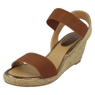 Savannah Ladies High Rope Wedge Sandals F10865 - Tan Elastic - UK Size 6 - EU Size 39 - US Size 8