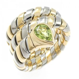 Bulgari Silver Yellow Gold Yellow Gold (18K) Stainless Steel Band Ring (Pre-Owned)