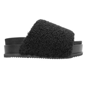 Roam Womens Fuzzy Platform Slide In Black