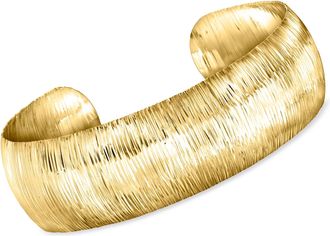 Ross-Simons Italian 18kt Gold Over Sterling Textured Cuff Bracelet