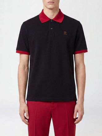 Versace Polo in cotone con logo Medusa ricamato e profili a contrasto
