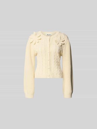 Baum Und Pferdgarten Strickjacke mit floralem Zierbesatz in Ecru, Gr&ouml;&szlig;e L