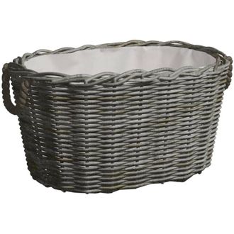 vidaXL Cesta per Legna con Maniglie 59x42x28 cm Salice Grigia - Vidaxl