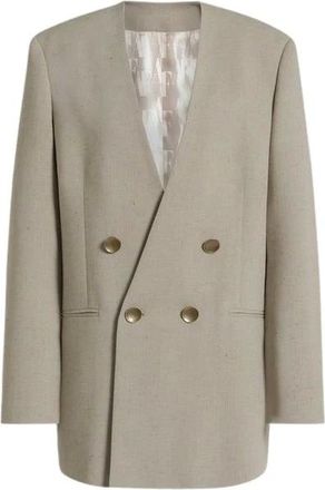 Alberta Ferretti Alberta Ferretti, Blazers, female, Brown, Size: M Double-breasted Tweed Jacket