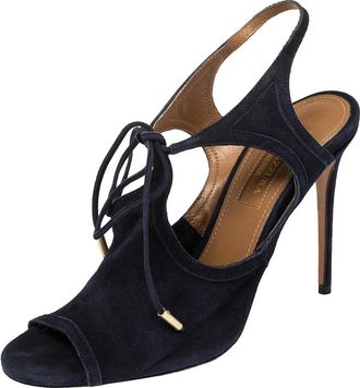 Aquazzura Blue Suede Tie-Up Sandals