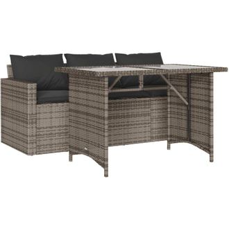 vidaXL Juego De Comedor Jard&iacute;n 2 Pzas Con Cojines Rat&aacute;n Sint&eacute;tico Gris Vidaxl