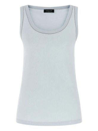 Fabiana Filippi jewel-detail round-neck top - Blue