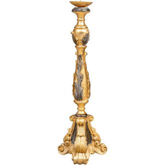 Biscottini International Biscottini - candeliere legno 90x30x30 cm Portacandele legno candelabro oro Made in Italy Candelabri Shabby Candelabro da terra