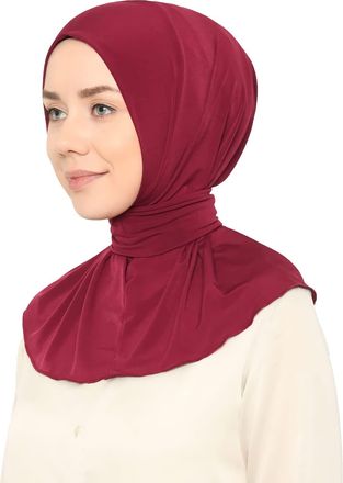 World of Shawls Ready To Go Instant Hijab for Ladies Girls Women With Tie Back Buttons Premium Quality Jersey Scarf (Maroon)