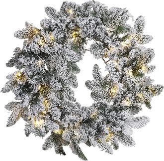 Beliani Corona De Navidad Blanco Material Sint&eacute;tico Led 70 Cm Accesorio Interior Sundo