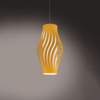 Linea Zero Sospensione Moderna 1 Luce Helios In Polilux Ocra H40 Made In Italy