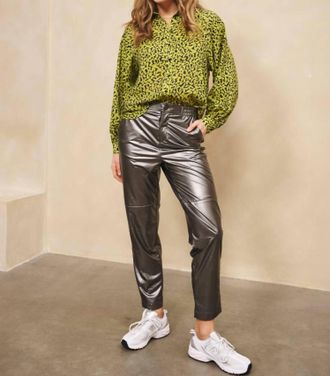 Esqualo Metallic Pullup Trousers In Grey Metallic