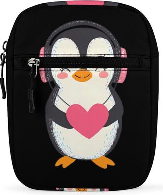 Generic Cute Penguins With Heart Trendy Crossbody Bag for Men Women Small Satchel Men Sling Adjustable Shoulder Strap Messenger