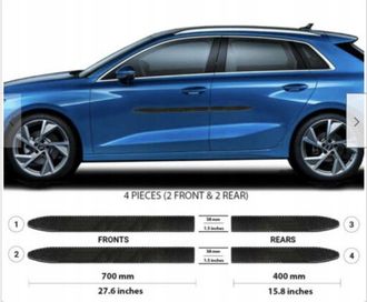 OEM Molduras Laterales De Las Puertas Negras Del Audi A3 2021+