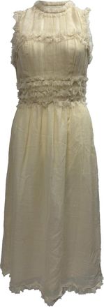 Ulla Johnson Aberdeen Pleated Midi Dress in Ivory Wool