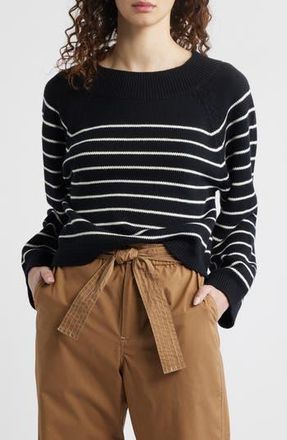 Wyeth Nyc Stripe Crewneck Sweater in Black/Cream at Nordstrom Rack, Size Medium