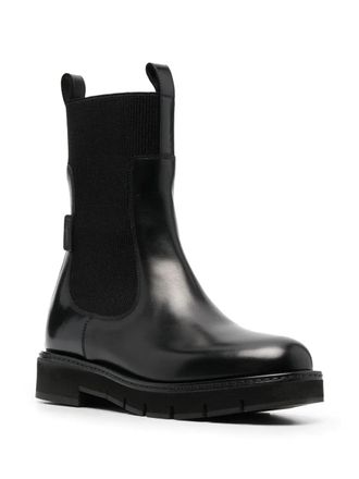 Ferragamo Cleated-Sole Leather Chelsea Boot - Black
