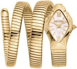 Just Cavalli Snake Wraparound Bracelet Watch, 22mm x 36.5mm in Gold/Ivory at Nordstrom Rack
