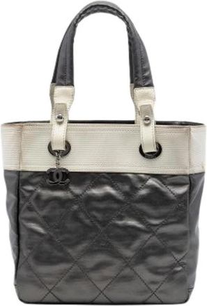 Chanel Pre-owned Paris Biarritz Tote Bag - Dames - Vintage Shopper - Grijs - ONE Size - Nylon - Vintage
