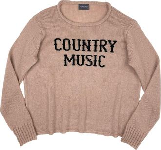 Wooden Ships Womens Country Music Crew Sweater In Latte/black