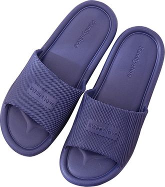 Generic Walking Shoes Men Waterproof Couples Slippers Non-Slip Flat Flops to Wear Shoes Bathroom Flip Soft Mens Slippers Winter Men Size 50, darkblue, 8 UK