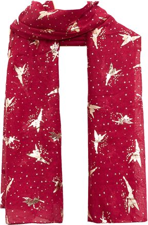 World of Shawls New Ladies Womens Glitter Foil Sparkle Print Scarf Scarves (New Glitter Foil Fairy Maroon)