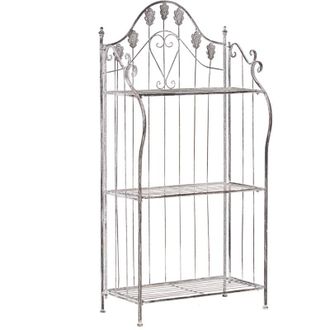 Beliani Estanter&iacute;a De Metal Para Plantas Jard&iacute;n Independiente Interior Ba&ntilde;o Gris Visano