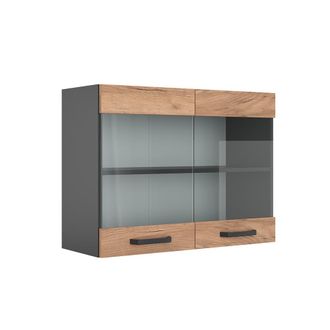 Vicco Armario De Cocina Con Vidrio R-line, Roble Dorado, 80 Cm