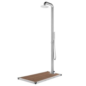 vidaXL Ducha De Jard&iacute;n Con Base Marr&oacute;n De 230 Cm De Acero Inoxidable - 322945