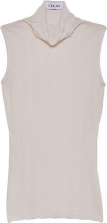 Câllas Milano Romy Sleeveless Turtleneck in Merino Wool Rib in Ivory at Nordstrom, Size X-Large It