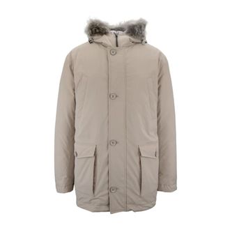 Herno Winter Jackets, male, Beige, 2XL, Fur Hooded Down Jacket